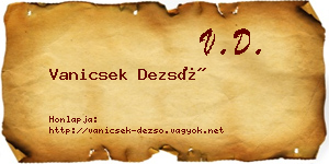 Vanicsek Dezső névjegykártya