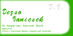dezso vanicsek business card